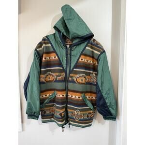 Vintage East West Windbreaker Aztec Women's Medium Mint Green Southwest Jacket